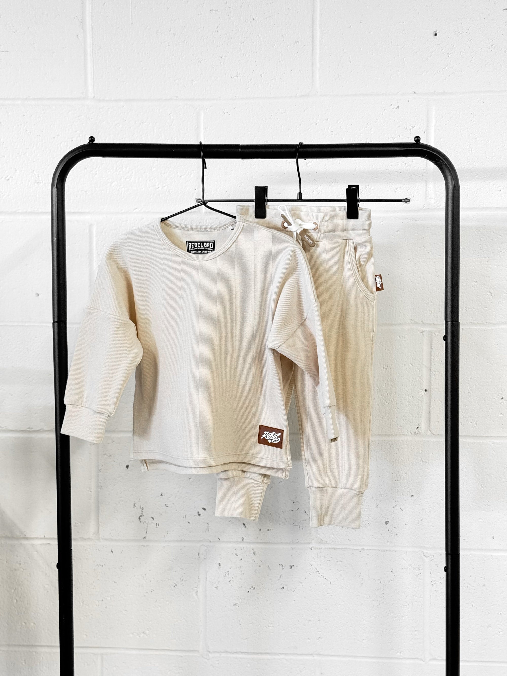 Organic Ribbed Set in Oat