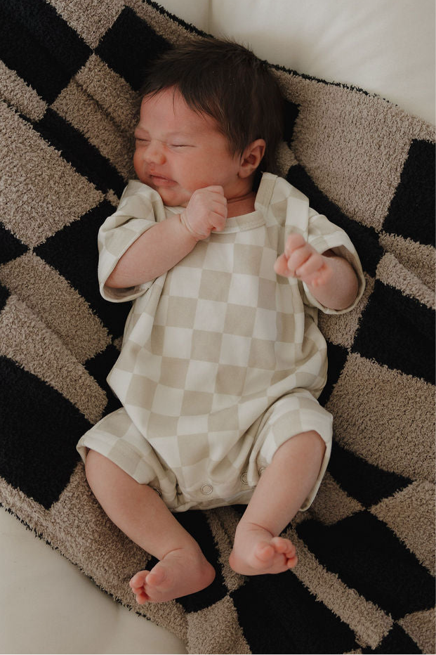 French Terry Romper | Checkerboard