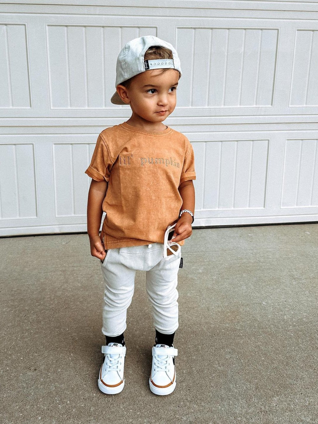 Lil' Pumpkin Embroidered Tee - Faded Autumn