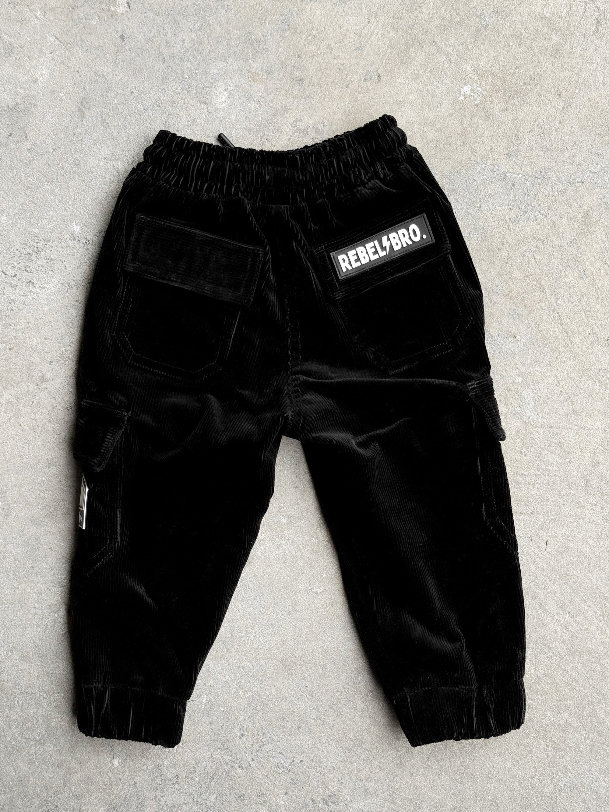 Cargo Pants in Black Corduroy (PREORDER)