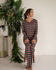 Women's Long Sleeve Bamboo Pajama | Holiday Stripe