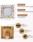 Baby Picture Frame Chevron Pattern Bone Inlay-4" x 4", Brown