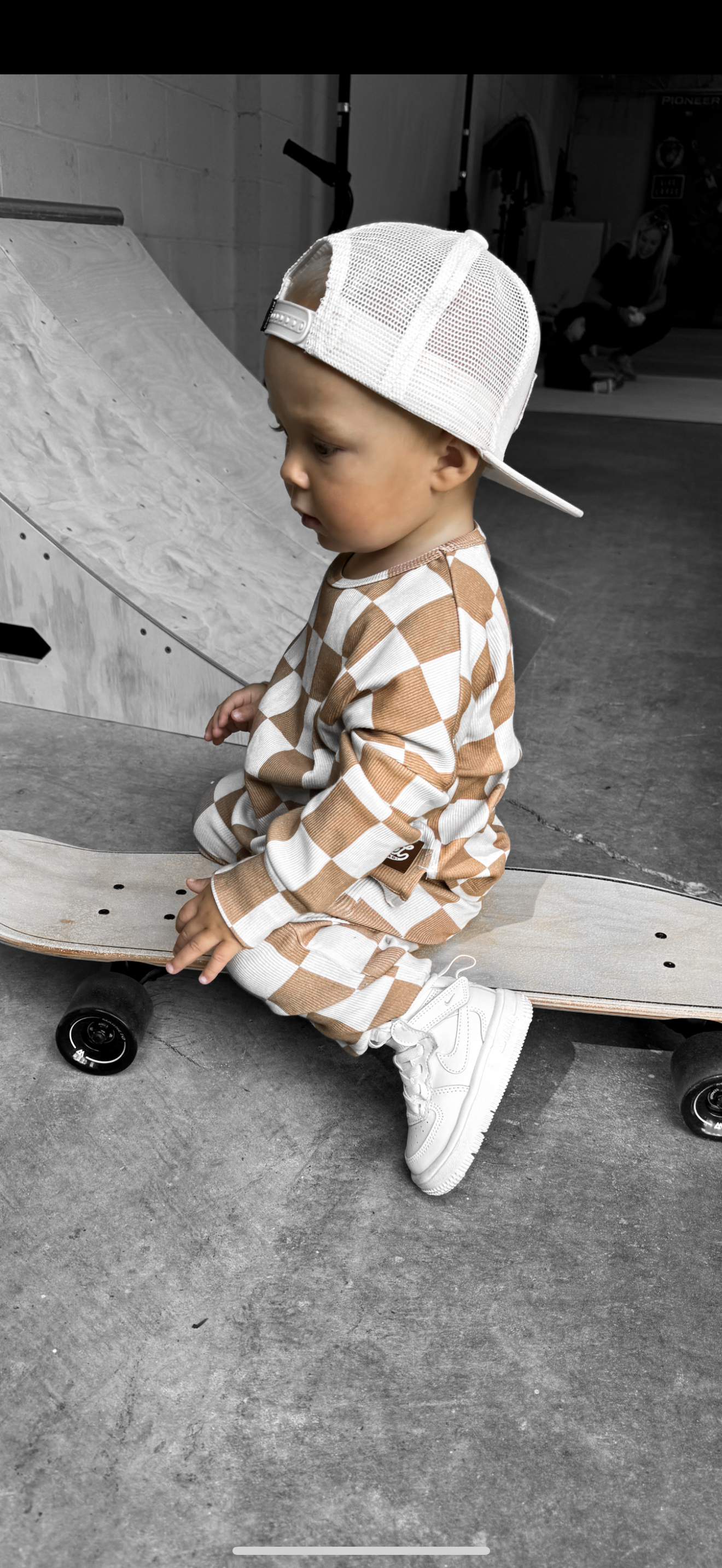 Organic Ribbed Set in Vanilla + Chestnut