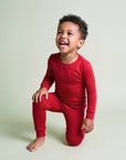 Modal Long Sleeve Pajama Set Dark Red