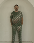 Men's Short Sleeve Bamboo Pajamas | Santa Checkerboard