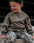 Toddler Garment Dye Waffle Crew - Olive