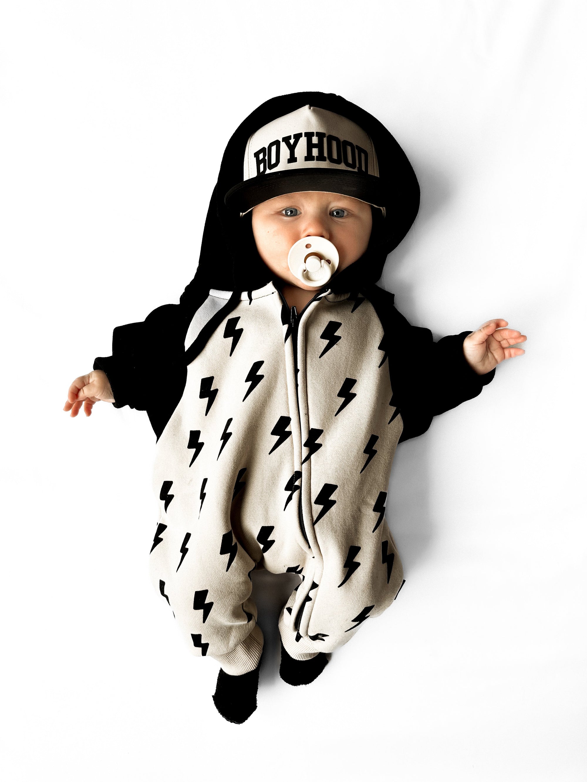 Hooded Fleece Romper in Bowie (PREORDER)