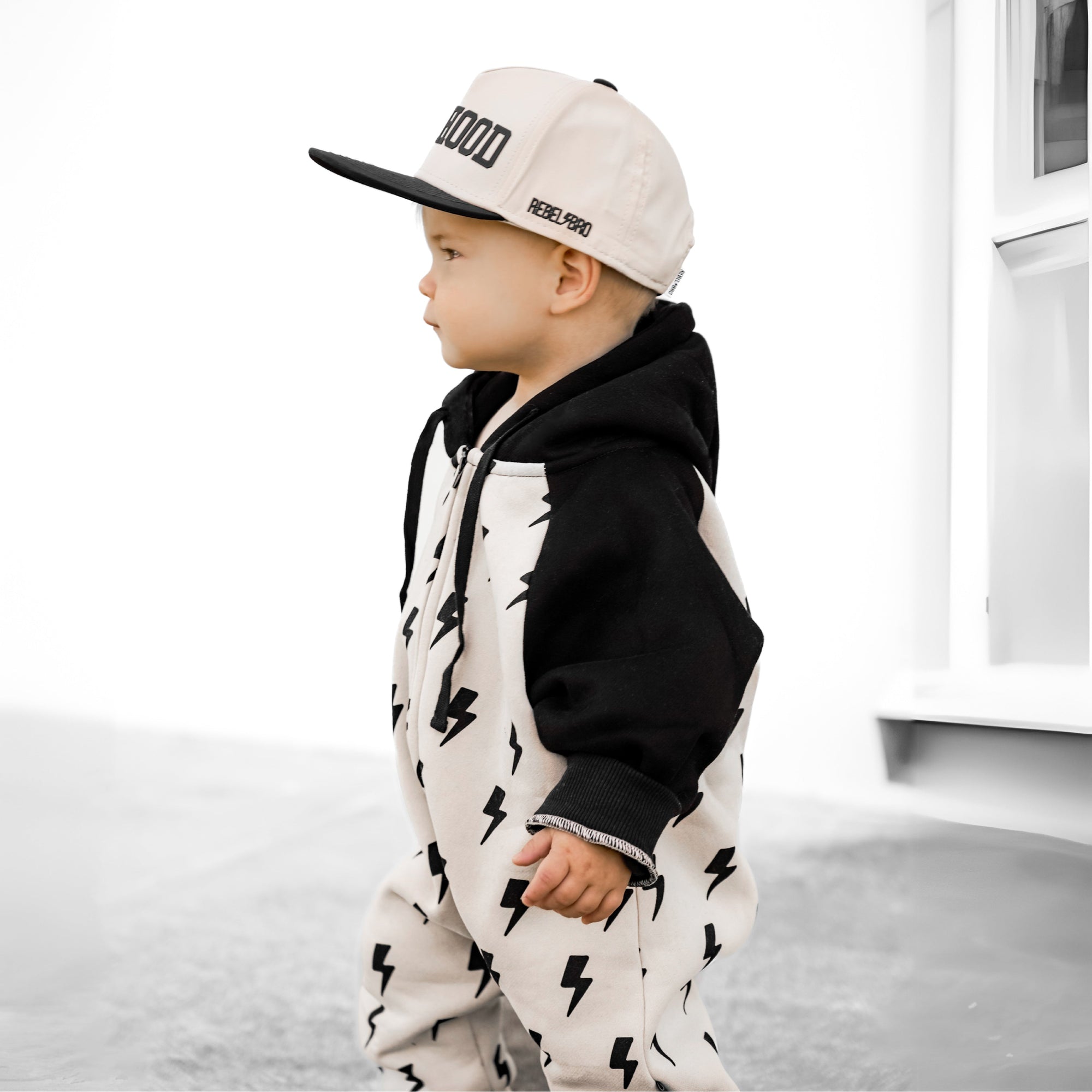 Hooded Fleece Romper in Bowie (PREORDER)