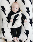 Lightning Bolt Fuzzy Blanket | Black