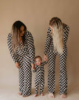 Women's Bamboo Pajamas | Black Checkerboard