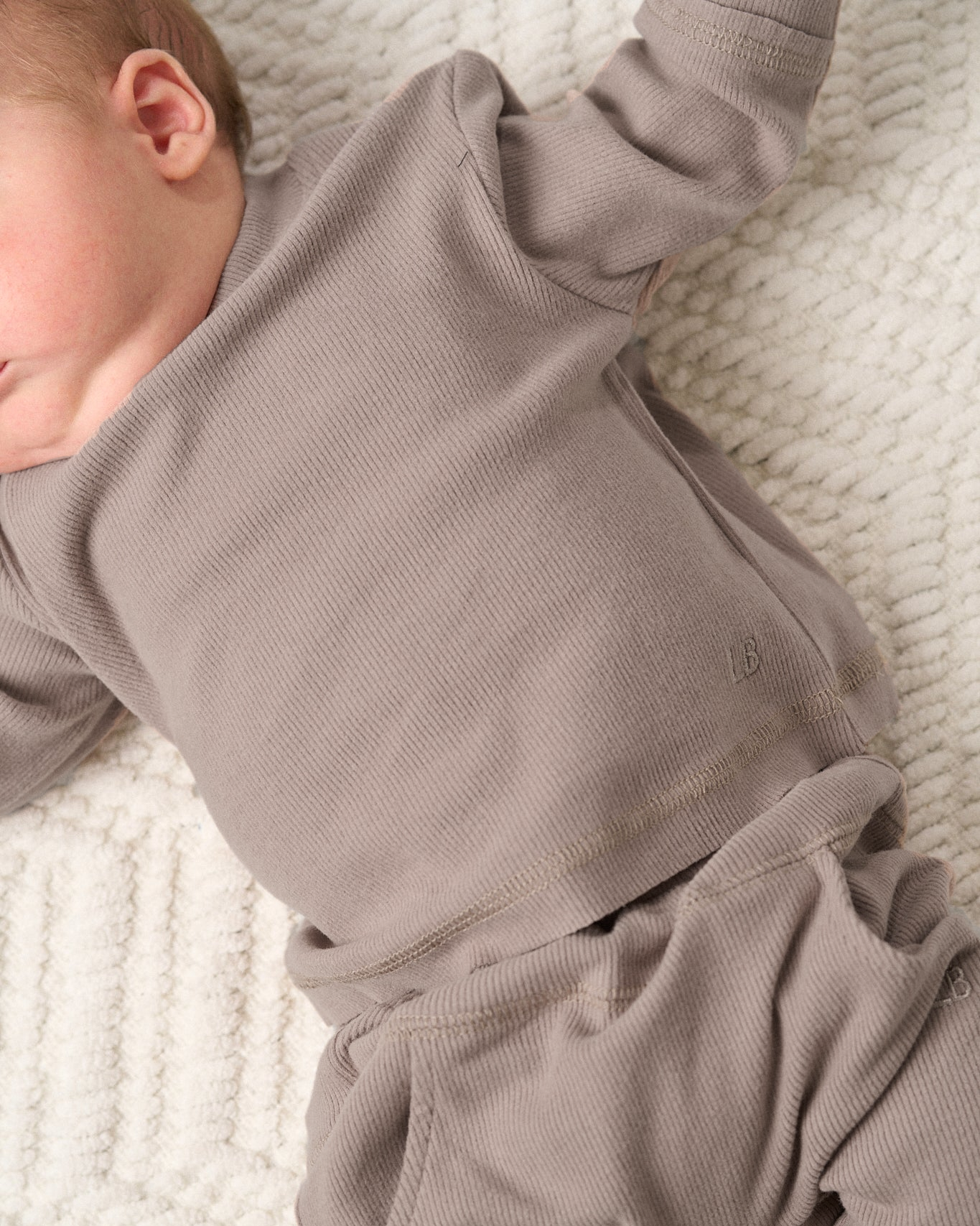 Long Sleeve Ribbed Tee - Mushroom