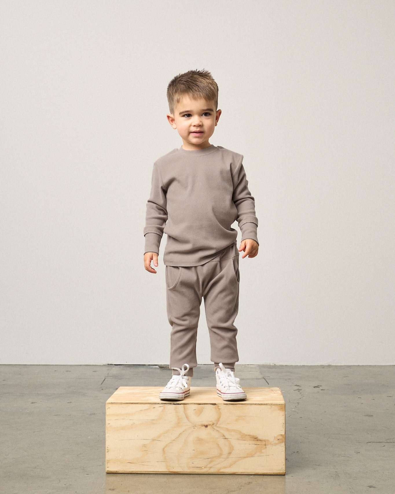 Long Sleeve Ribbed Tee - Mushroom