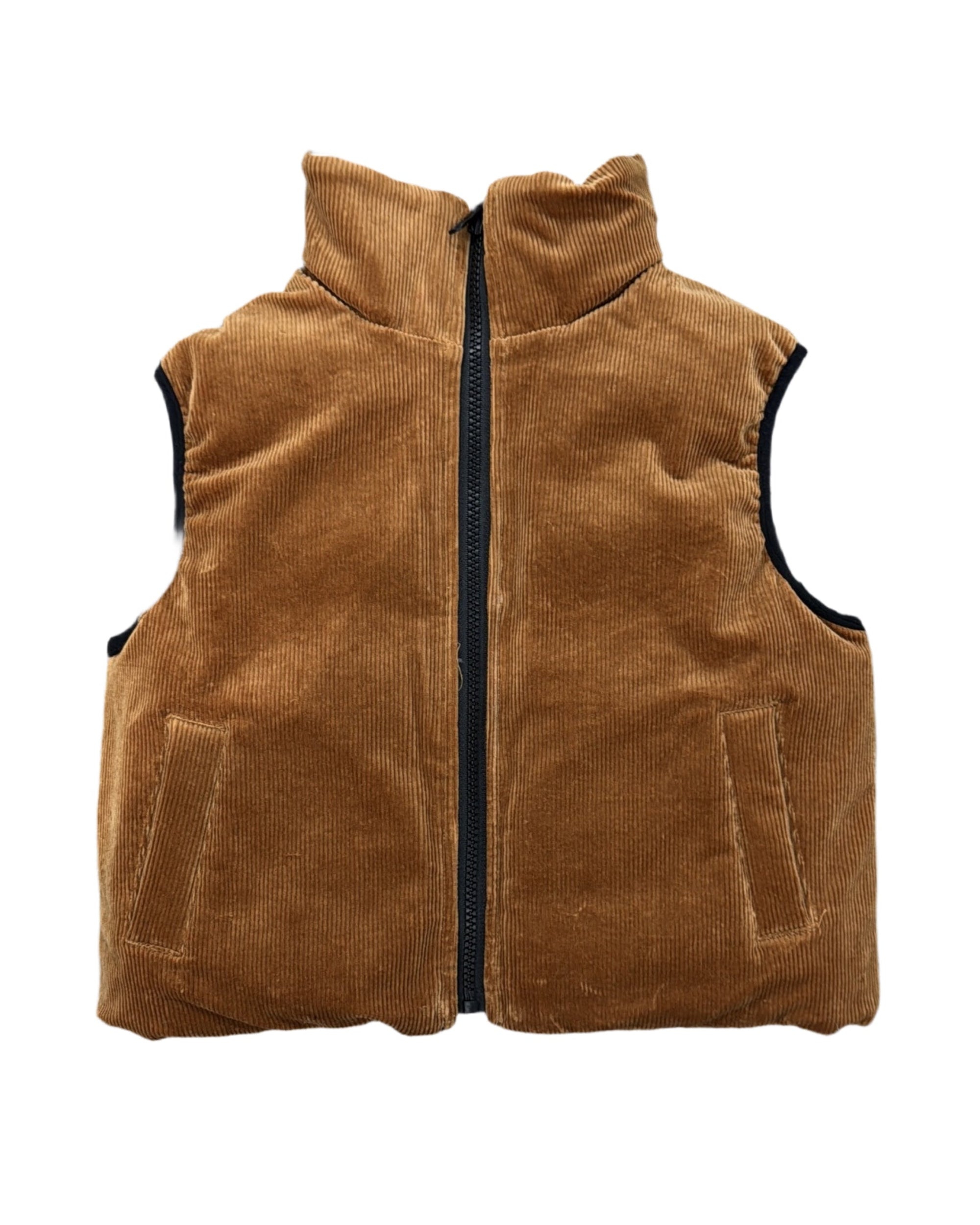 Reversible Puffer Vest in Rust + Black Corduroy (PREORDER)