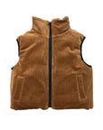 Reversible Puffer Vest in Rust + Black Corduroy (PREORDER)