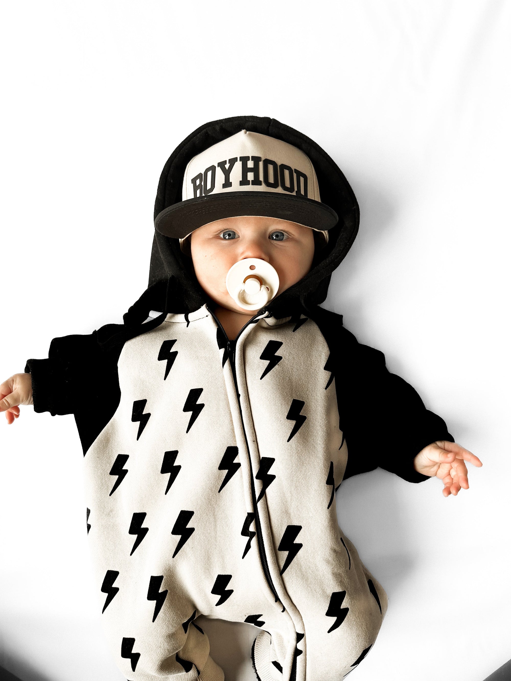 Hooded Fleece Romper in Bowie (PREORDER)