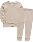 Modal Long Sleeve Pajama Set for Kids Beige