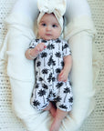 Bamboo Shorty Romper | Palm Style White