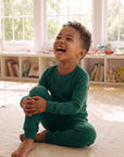 Modal Long Sleeve Pajama Set for Kids Green