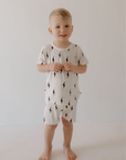 Bamboo Short Set | White & Black Lightning Bolt