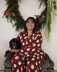 Women's Bamboo Button Up Lounge Set | Vintage Santa