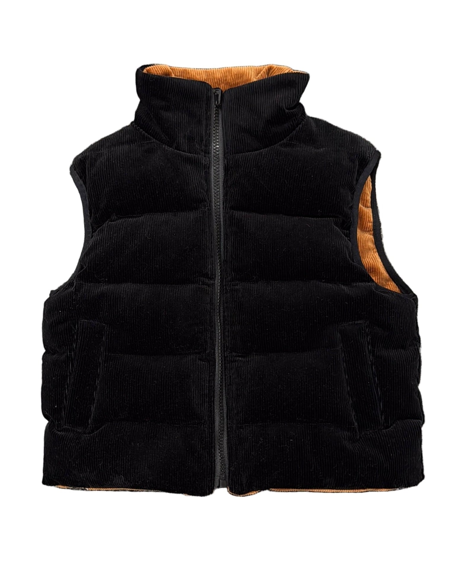 Reversible Puffer Vest in Rust + Black Corduroy (PREORDER)