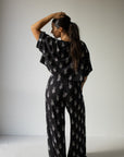 Women's Bamboo Crop Tee Lounge Set | Midnight Skelly