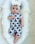 Bamboo Shorty Romper | Palm Style White