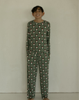 Pre-Teen Straight Leg Bamboo Pajamas | Santa Checkerboard