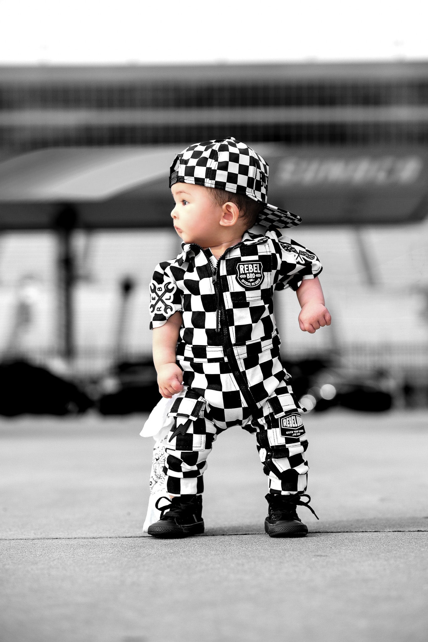 Pit Crew Romper in Venice