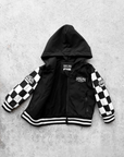 Hydro Letterman Jacket in Black + Cream Checkered