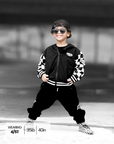 Hydro Letterman Jacket in Black + Cream Checkered