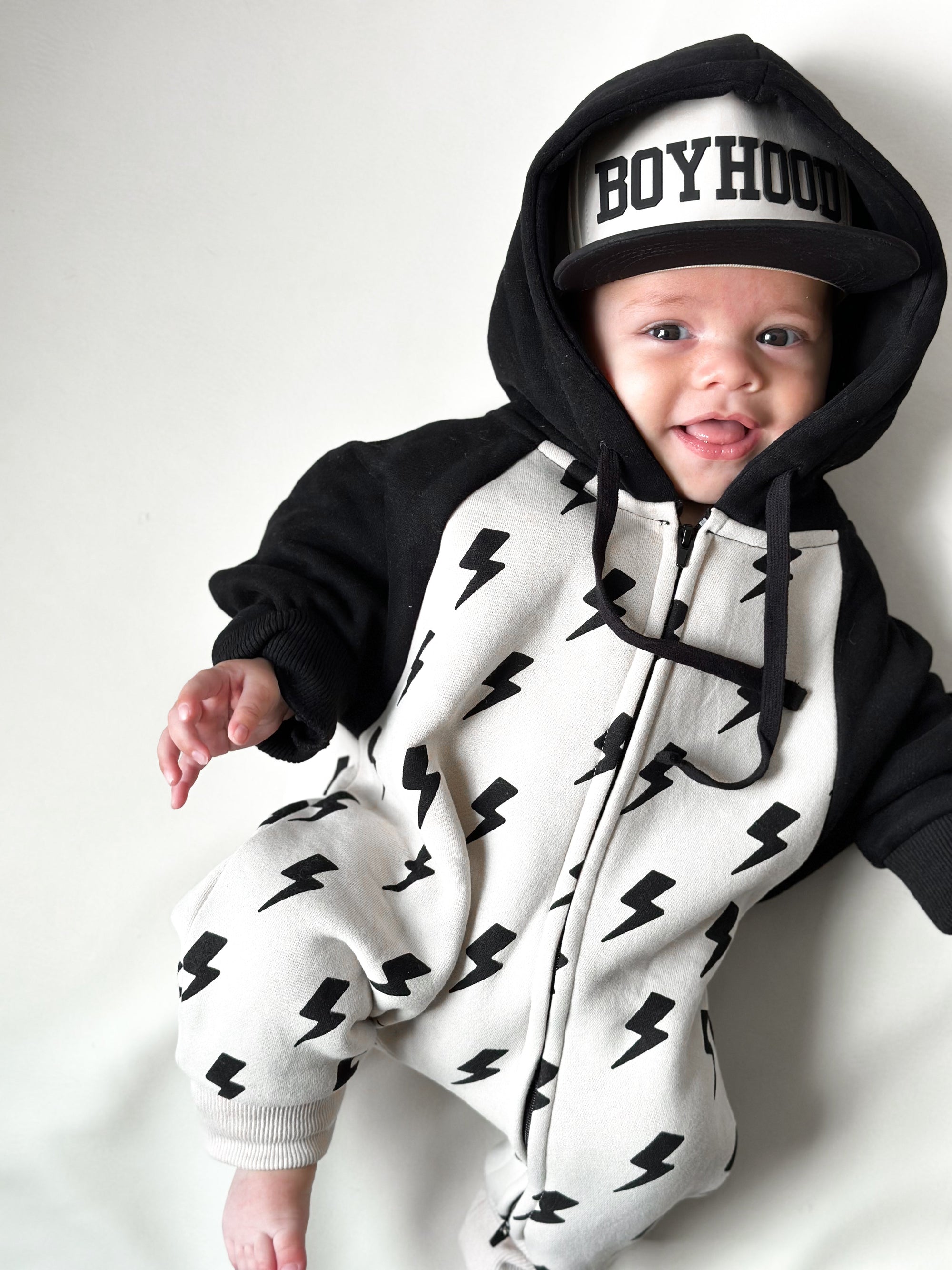 Hooded Fleece Romper in Bowie (PREORDER)