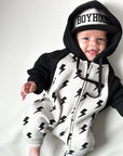 Hooded Fleece Romper in Bowie (PREORDER)