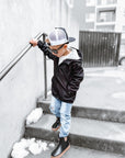 Classic Midi Rain Boot in Black / Taupe