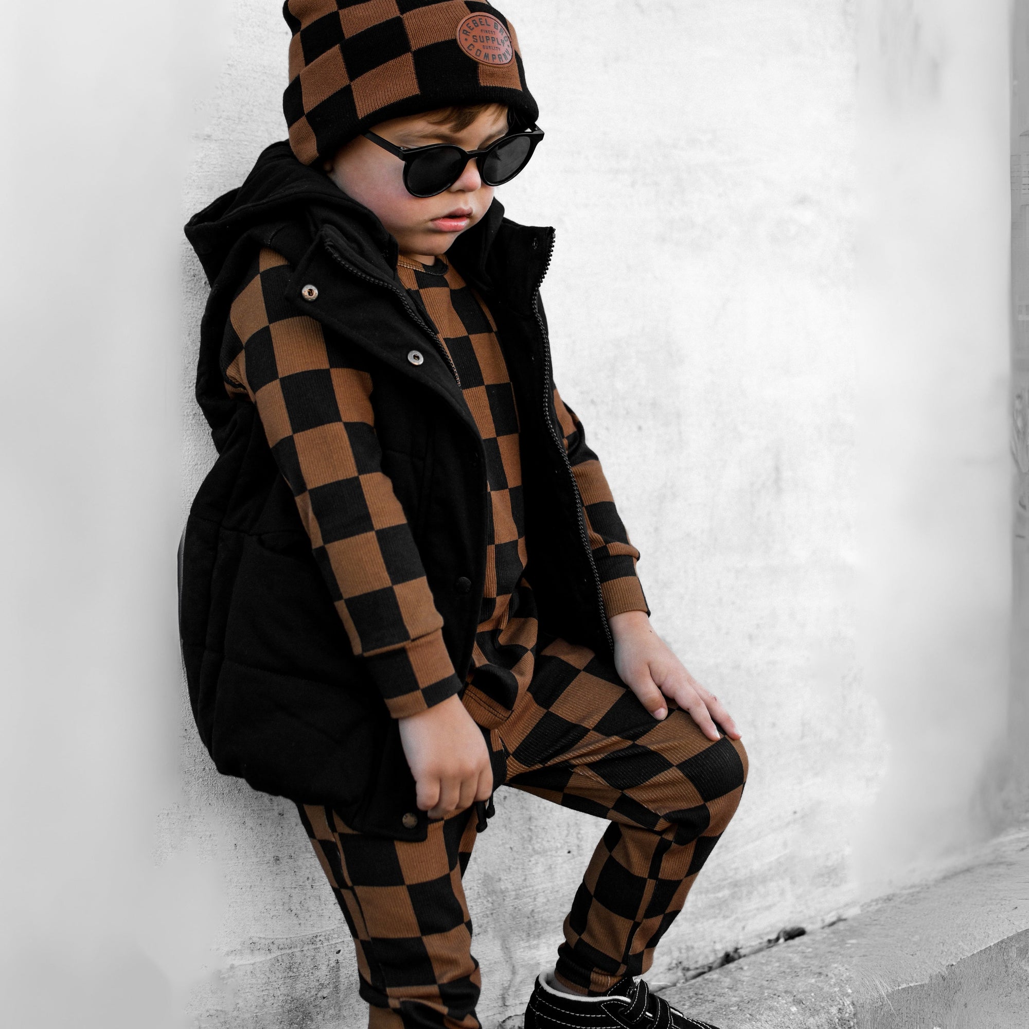 Organic Ribbed Set in Smoke + Spice