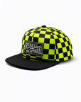 Hydro Snapback in Neon Electric Lime + Black Checkered || WATERPROOF || PREORDER