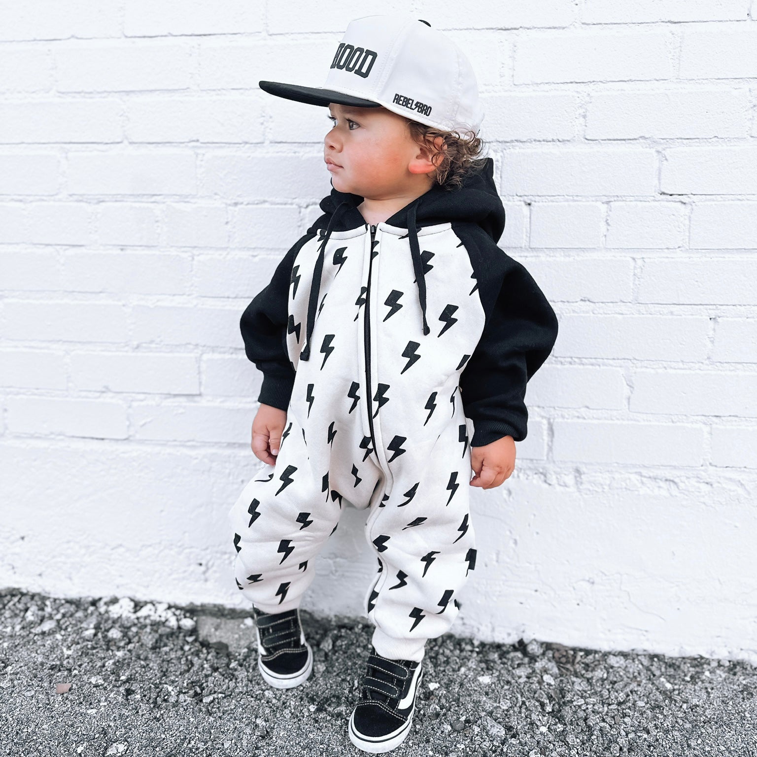 Hooded Fleece Romper in Bowie (PREORDER)