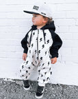 Hooded Fleece Romper in Bowie (PREORDER)