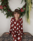 Girl's Bamboo Button Up Lounge Set | Vintage Santa