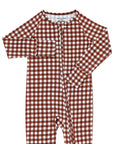 Bamboo Zip Romper | Chocolate Gingham