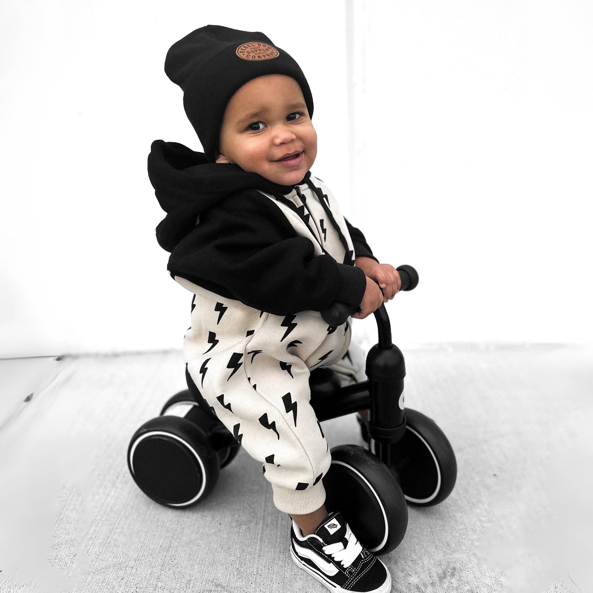 Hooded Fleece Romper in Bowie (PREORDER)