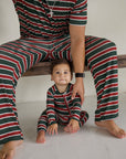 Bamboo Zip Pajamas | Holiday Stripe