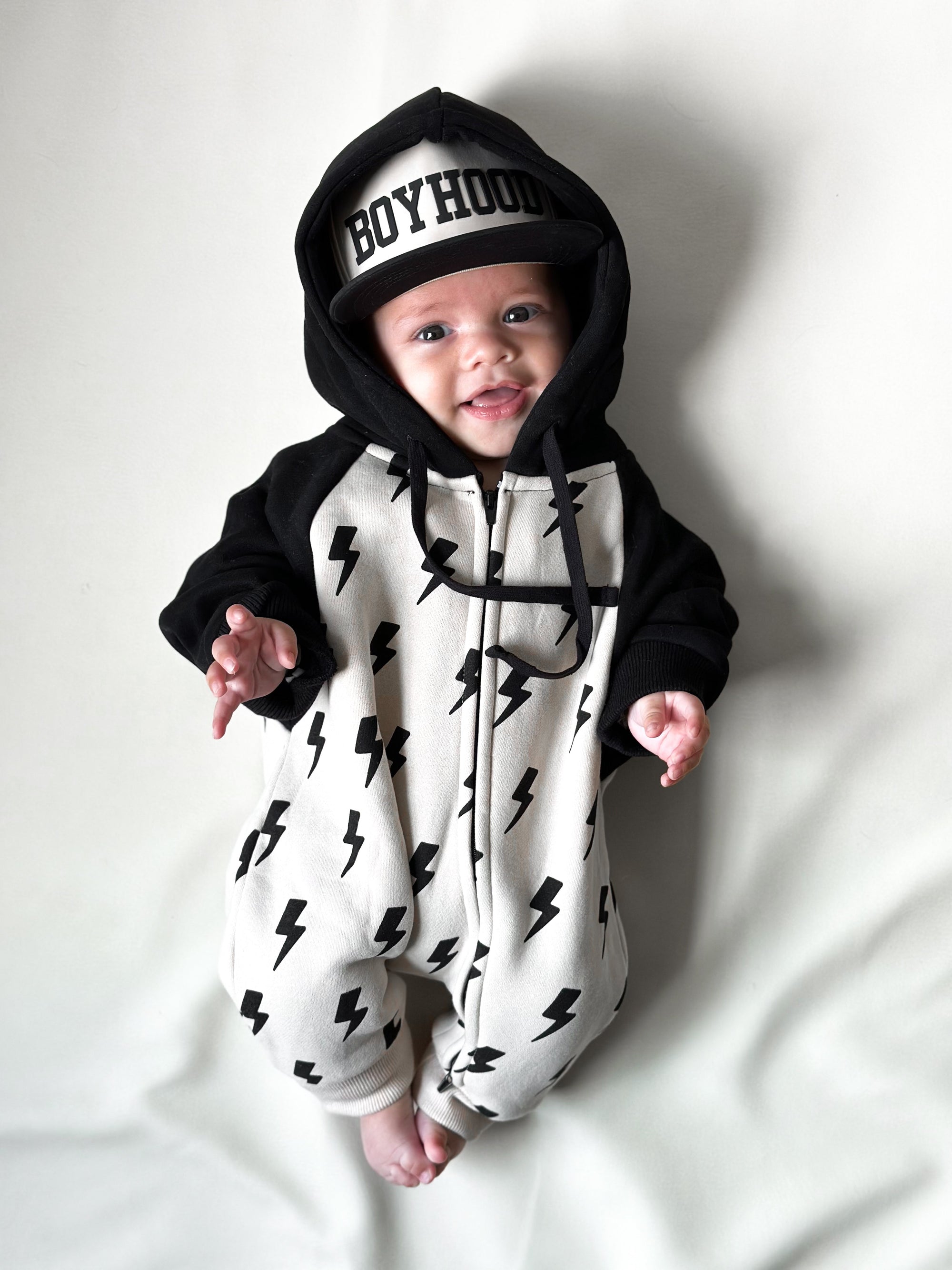 Hooded Fleece Romper in Bowie (PREORDER)