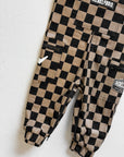 The Live Fast Overall in Taupe + Black Checkered