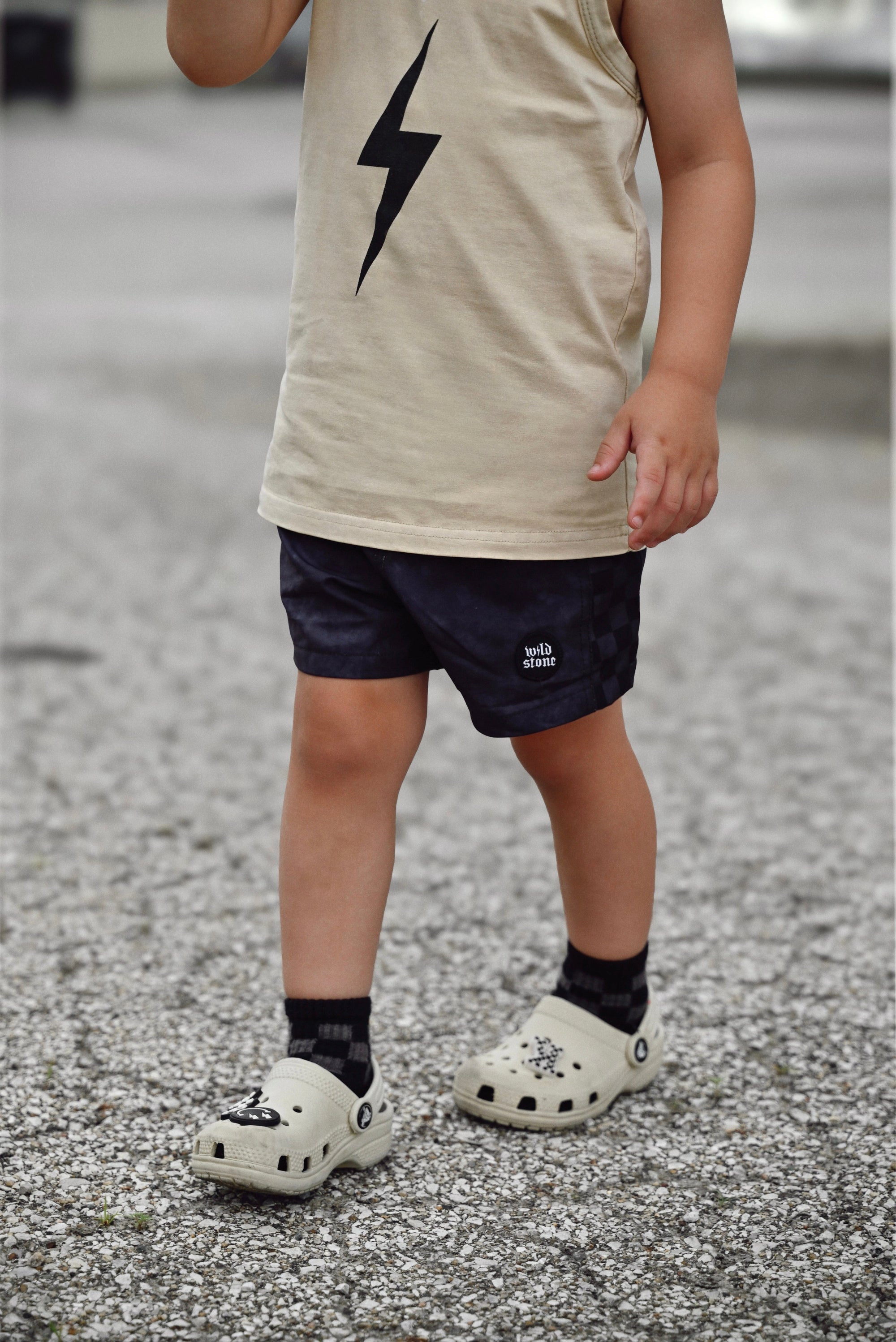 Acid Washed Checkered Board Shorts