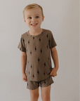 Bamboo Short Set | Brown & Black Lightning Bolt
