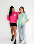 Mom Group Dropout Hoodie - Hot Pink