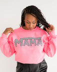 Mama Checkered Sweatshirt - Neon Pink