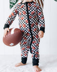 CHECKERED FOOTBALL DREAM ROMPER