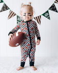 CHECKERED FOOTBALL DREAM ROMPER